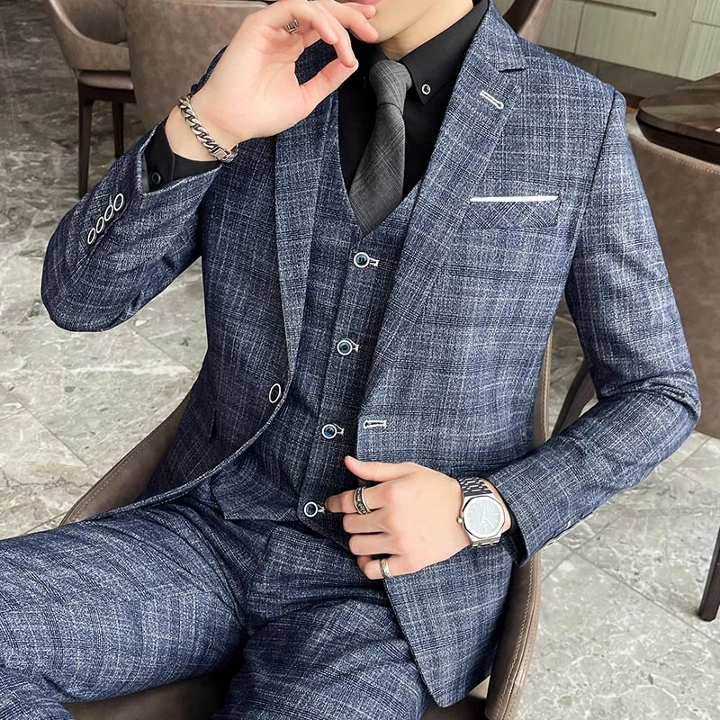 

2021 Male Costume Homme Costume Homme Mariage Plaid Italian Suits Men Smoking Jackets Men Wedding Suits Dress Plus Size 4XL 5XL