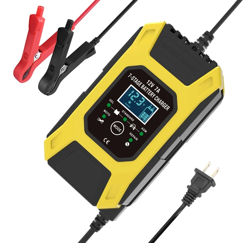 

FOXSUR 12V 7A 7-Stage Pulse Battery Charge for EFB GEL WET AGM Car Motorcycle Battery Charger