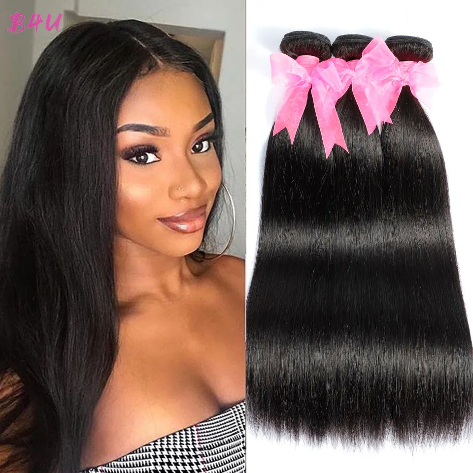 

Straight Hair Bundles Indian Hair Bundles Natural Remy Human Hair Extensions 1/3/4 Bundle Deals 8-30inch Double Weft Weave100g