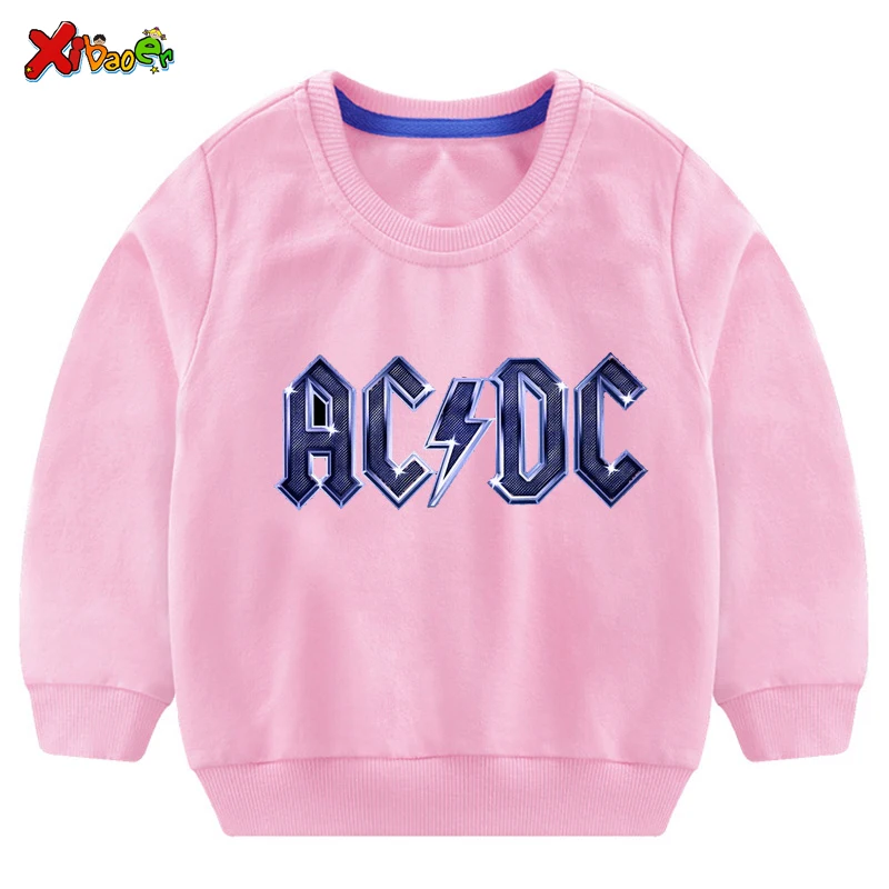Свитера для маленьких мальчиков; Осенняя модная детская толстовка ACDC; белый Хлопковый пуловер для маленьких девочек; милый детский топ с длинными рукавами
