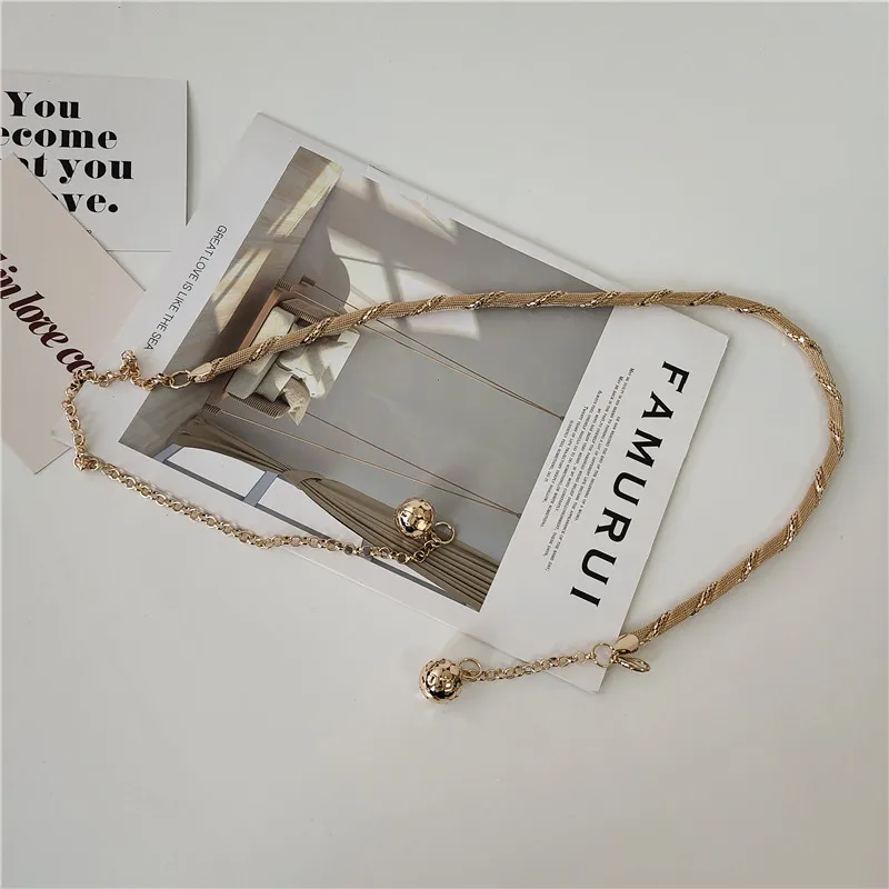 

Цепочка на талии женские украшения с тонким поясом; Простые универсальные платье бусиной с металлическим декором, железная цепь моды небол...