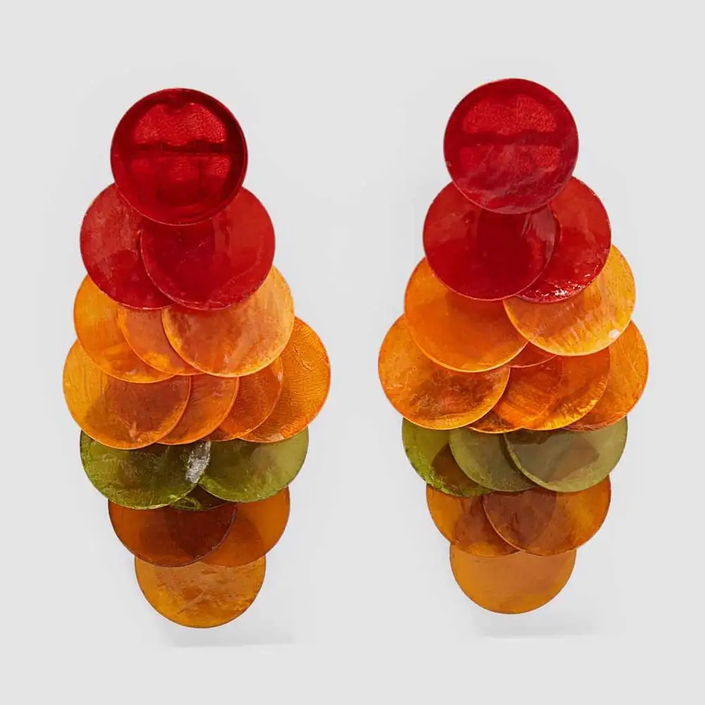 Серьги-кольца Girlgo ZA Лимон женские модные Висячие сережки в стиле бохо с бусинами