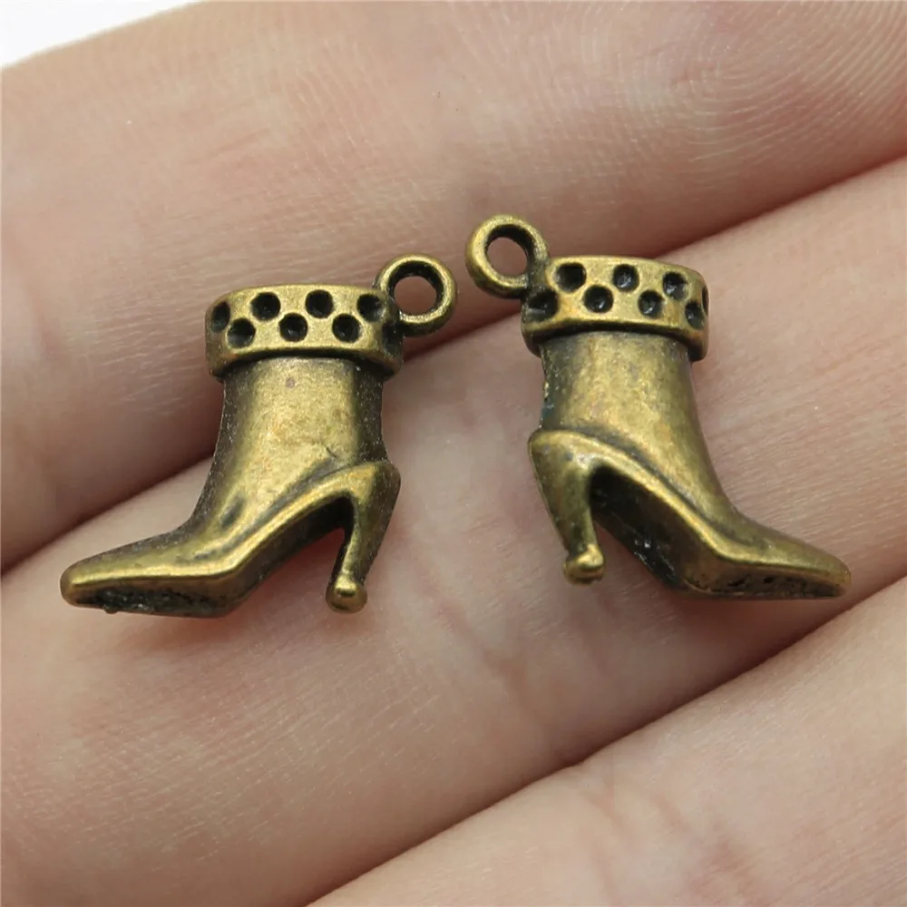 

WYSIWYG 10pcs 13x13x5mm Antique Silver Color Antique Bronze Color Boots Pendants Charm 3D Shoe Pendants Charm