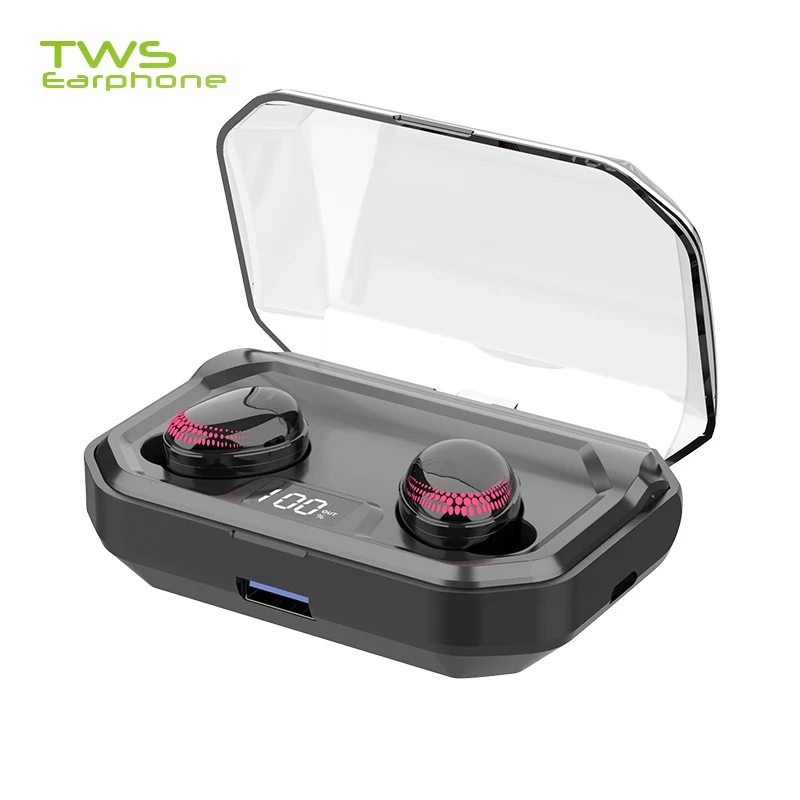 

TWSearphone X10 Wireless Bluetooth Headphone Hi-Fi Stereo Sound Earpiece LED Display Touch Control Earbuds With Mic Earset