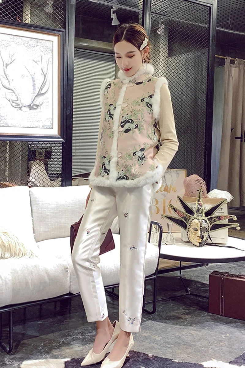 Китайский стиль, зимний женский жилет, без рукавов, пальто, Qipao, жилет, свободный, в винтажном стиле, теплый, мягкий жилет, хлопок, новинка, жилет, Femme, TA2142