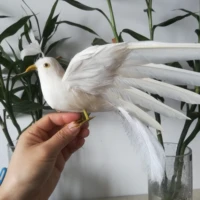 about 22x25cm white feathers phoenix bird hard model foam feathers bird prophome garden decoration toy xmas gift b0908