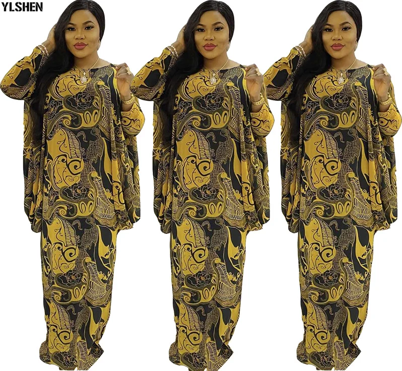 Супер размер африканские платья для женщин 2020 летнее свободное платье с принтом