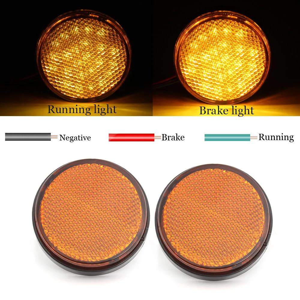 

Universal 2Pcs LED Round Tail Lights Rear Bumper Reflector Brake Stop Lamp For Motorcycle Car RV SUV Pickup Truck Trailer