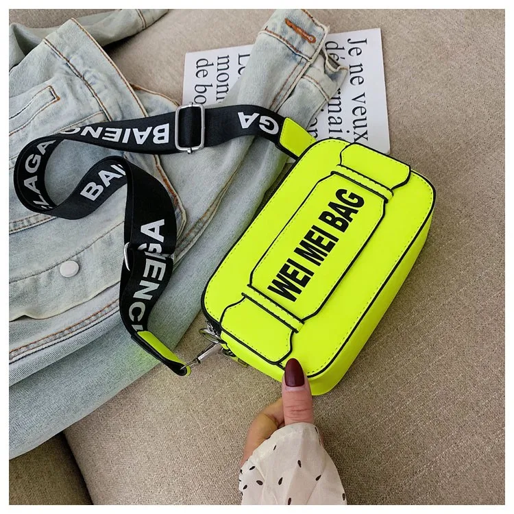 Женские сумки через плечо неоновые желтые розовые дорожные мессенджеры женские