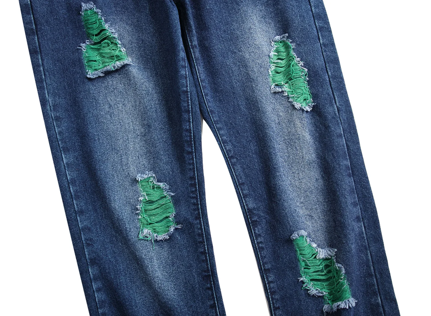 Джинсы мужские рваные модные прямые брюки Slim Fit повседневные из денима с дырками