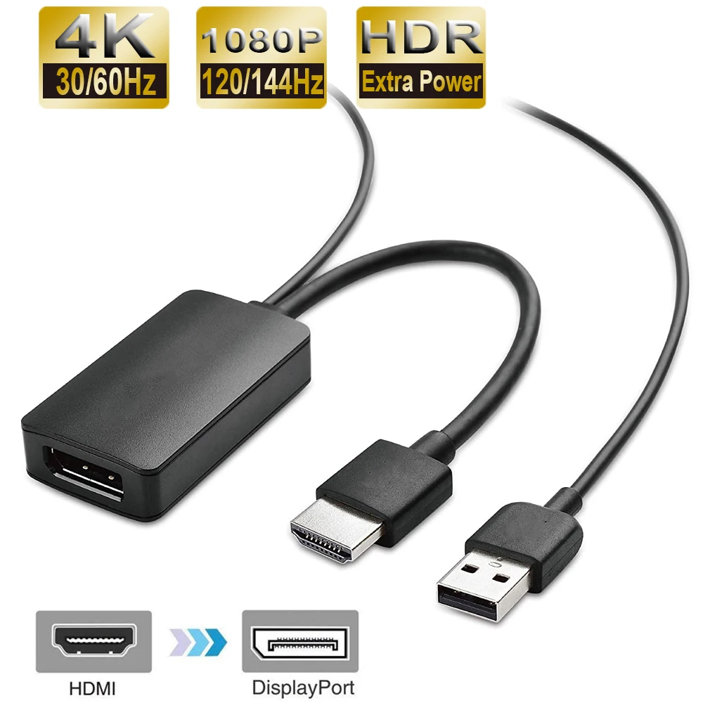 

Кабель HDMI/Displayport Navceker, 4K/60 Гц, 1080/120 Гц, переходник HDMI/DP, для PS5, PS4 Pro, XBox