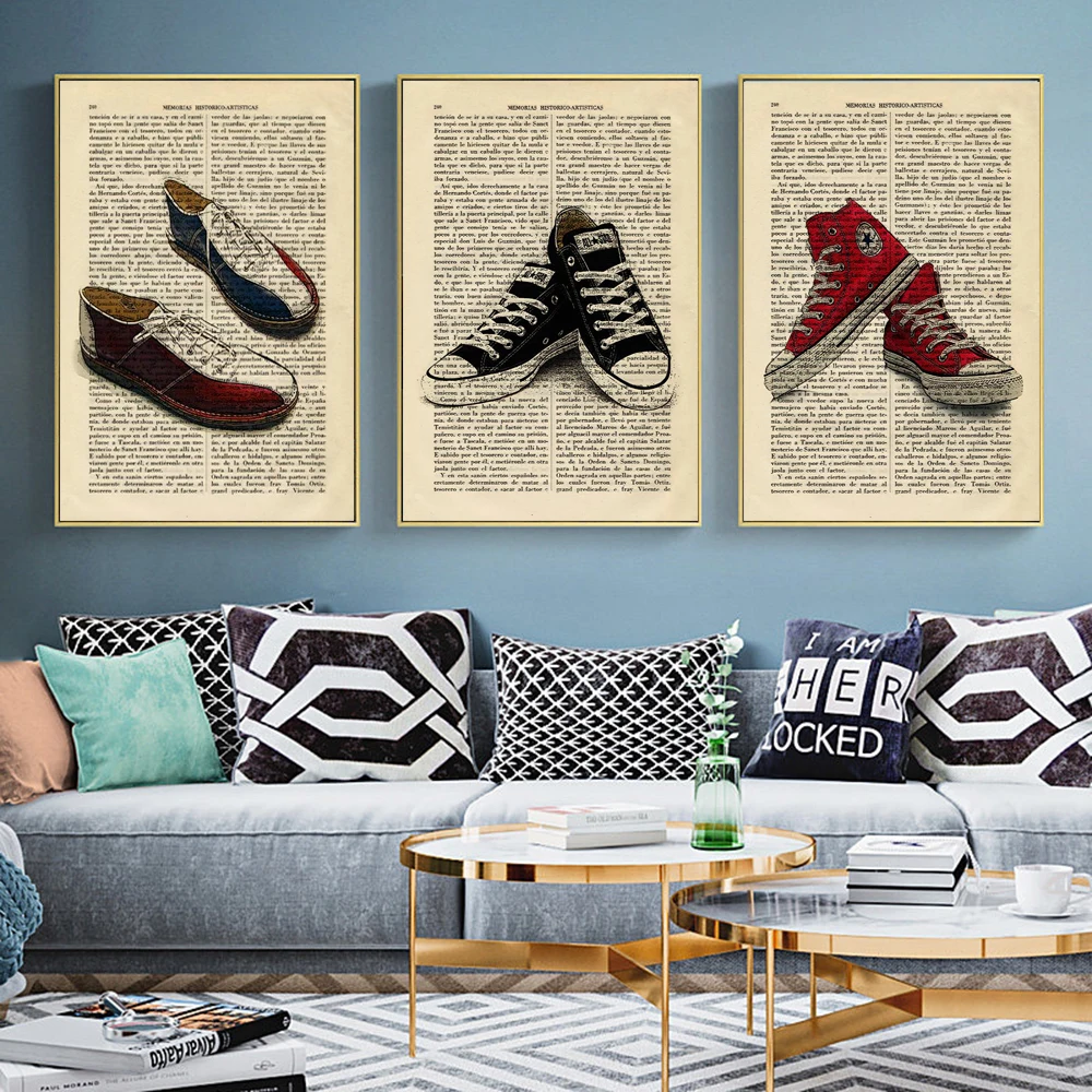 

Graffiti Art Backpack and Shoes Prints on Hipster Stencils Book Art Poster Room Gift Wall Decor Posters Dictionary Art Paintings
