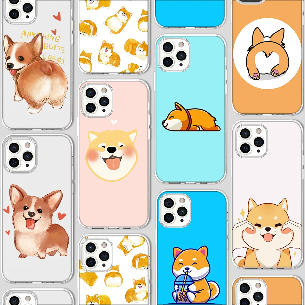 

ciciber Funda Case for Iphone 13 Case for IPhone 12 13 11 Pro XR 7 X XS MAX 8 6 6S Plus 5S SE 2020 Silicone Dog Funny Corgi Case