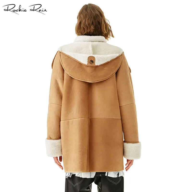 Женская Шуба из натурального меха Натуральная овечья кожа длинная куртка