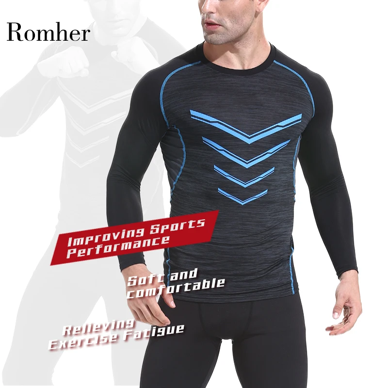 Quick Dry Sport Shirt Men Slim Fit Compression Top Long Sleeve V-neck Men's Running T-Shirts Gym Training Sportswear New 2020 | Спорт и