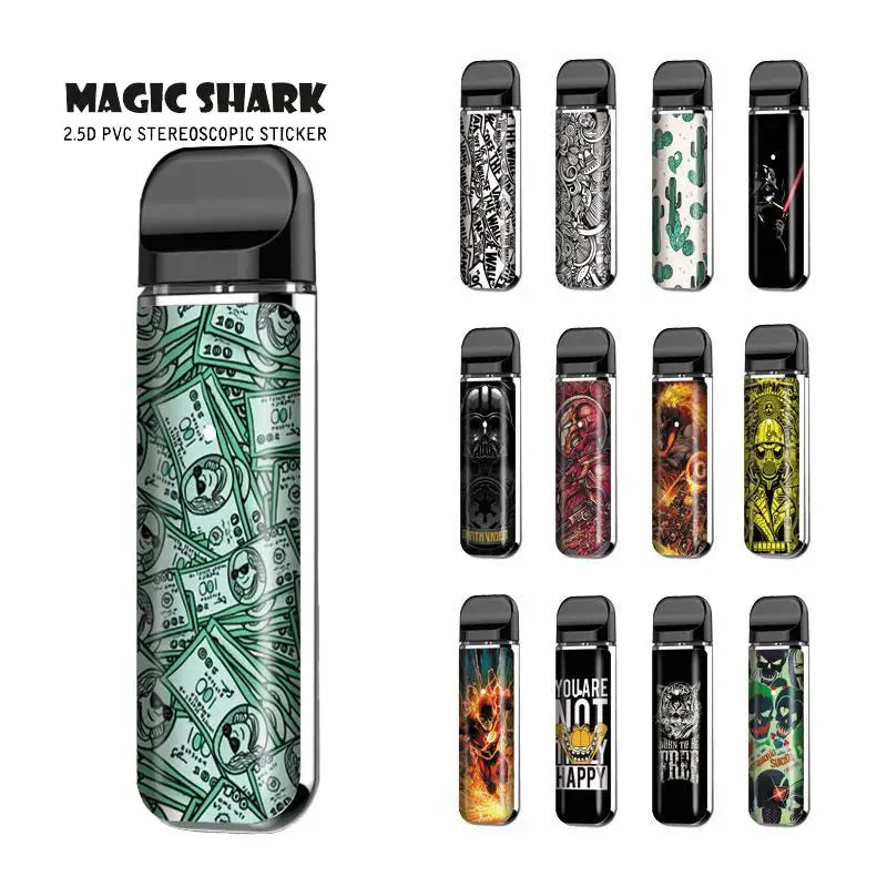 

100% New Fashion Leaf Fire Horse Tiger Flash Man Vape Sticker Case Full Wrap Film Skin Cover for Smok Novo 2 Novo2