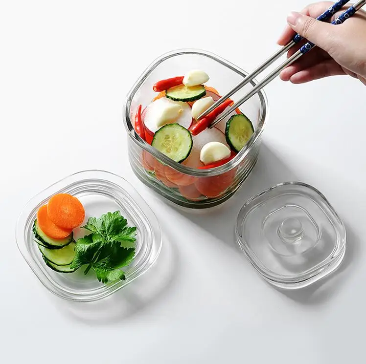 Кухонный стеклянный контейнер для пищевых продуктов японский Kimchi Mason Jar бытовой утолщенный один ночной маркер банки