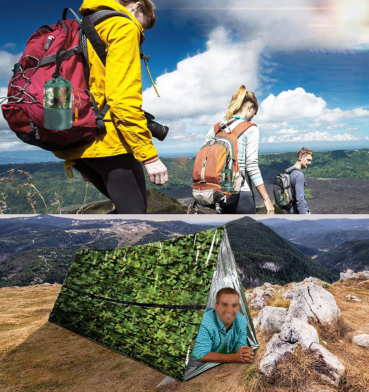 

New Emergency Sleeping Bag Emergency First Aid Sleeping Bag PE Aluminum Film Tent For Outdoor Camping and Hiking Sun Protection