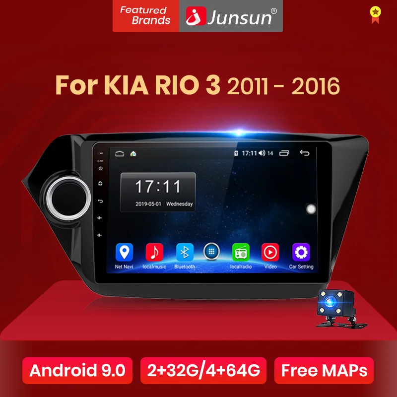 Junsun V1 Android 9,0 2G+ 32G DSP автомобильный Радио Мультимедиа Видео плеер навигация gps для KIA RIO 3 2011- rio седан 2 din без dvd