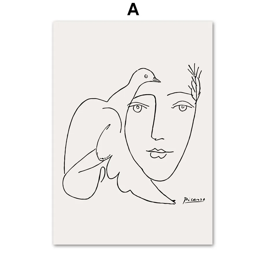 Картина на холсте Picasso Matisse Girl Bird Line для рисования настенные постеры и принты в