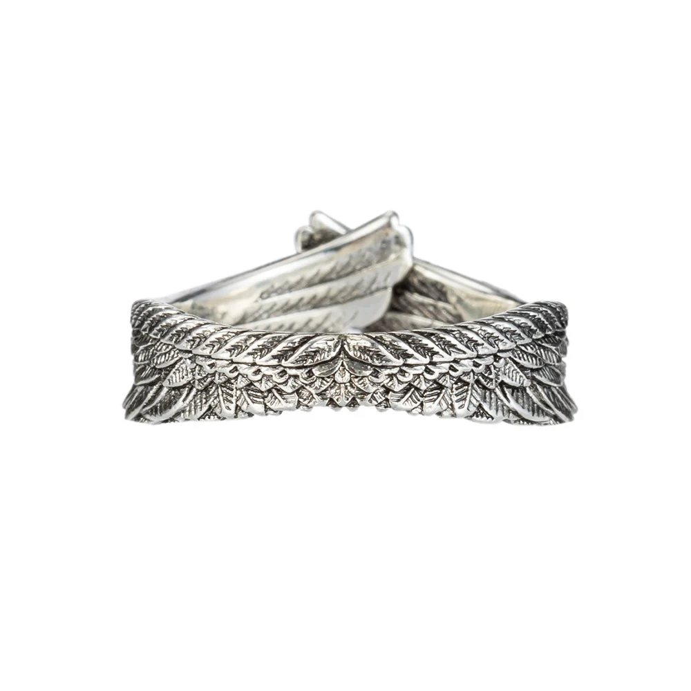 

Creative Angel Wings Ring Vintage Fashion Silver Color Feather Rings For Men Women Punk Jewelry Female Engagement Promise Bands