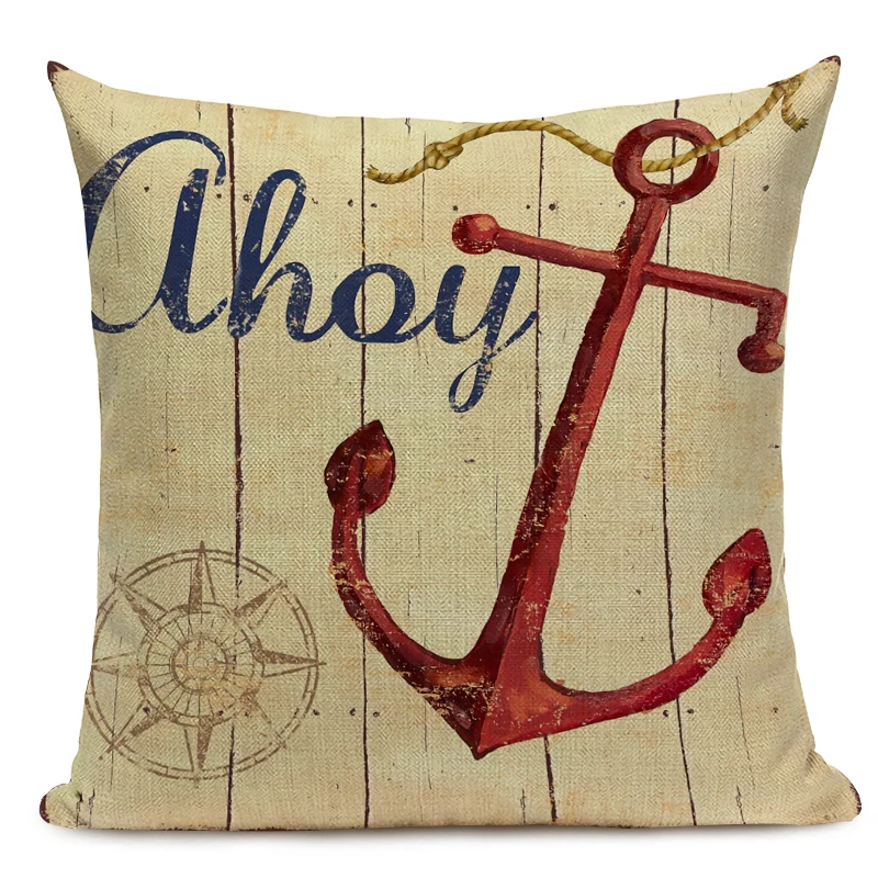 Decorative Cotton Retro Painting marine decoration Pillow Covers 45Cmx45Cm Square Replacement Printed Cushions Pillow Case