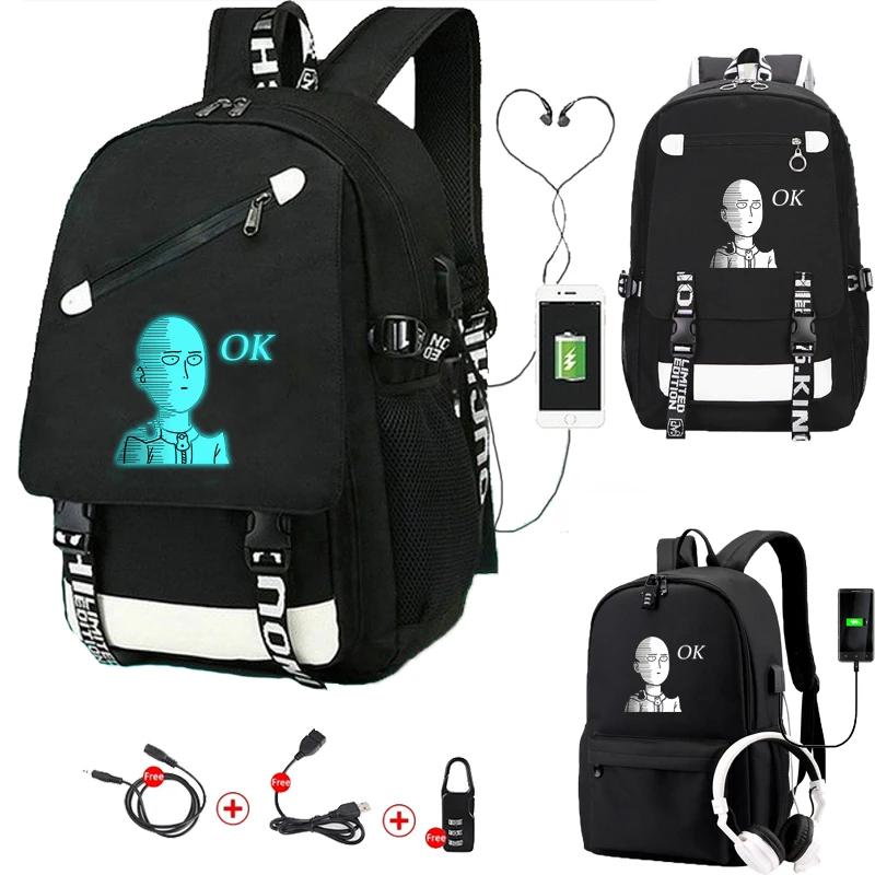 Cartable рюкзаки для колледжа с светящимся рисунком школы подростков кабелем рюкзак