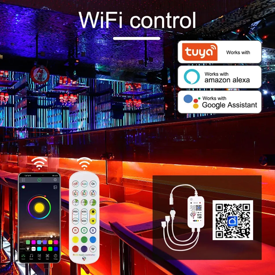 Умное управление через приложение Tuya с Wi-Fi и Bluetooth неоновая RGB лента 6 х12 мм 12 В 24