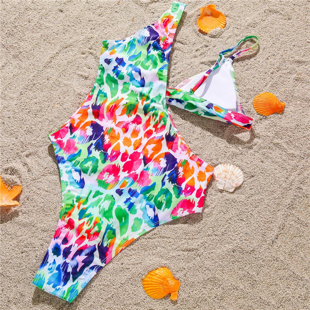 

2020 Europe and America Foreign Trade New Style Sexy Leopord Pattern Printed One-piece Bikini Speed Buy Amazon Hot Selling Swimw