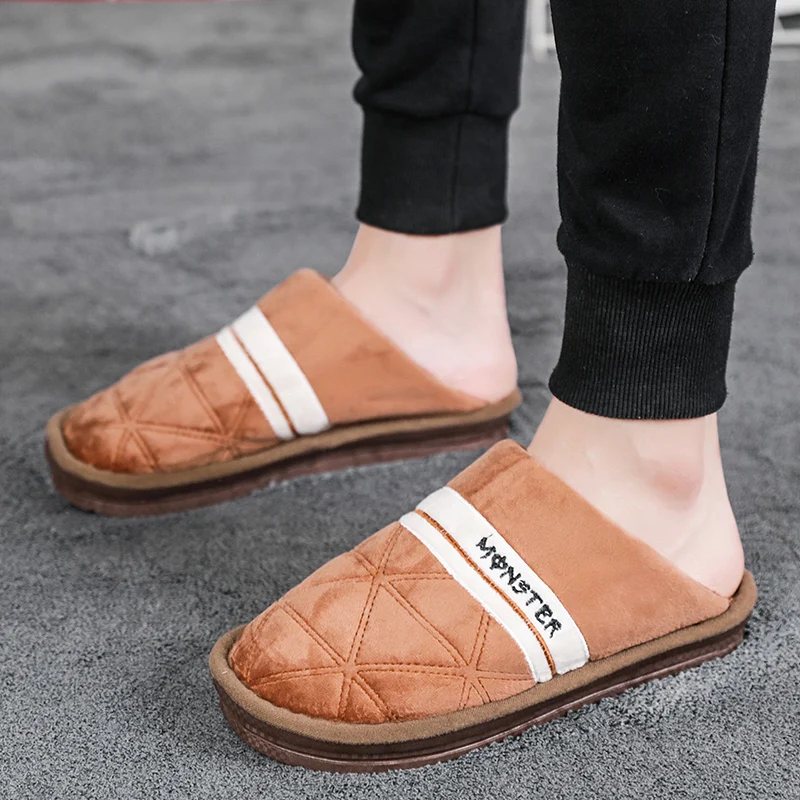 Слиперы M & V мужские зимние теплые плюшевые хлопковые слиперы модные домашние