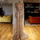2022 блестящее платье цвета шампанского из блестящей ткани, вечернее платье, длинные платья в исламском стиле Дубая для выпускного вечера, вечерние платья-русалки знаменитостей