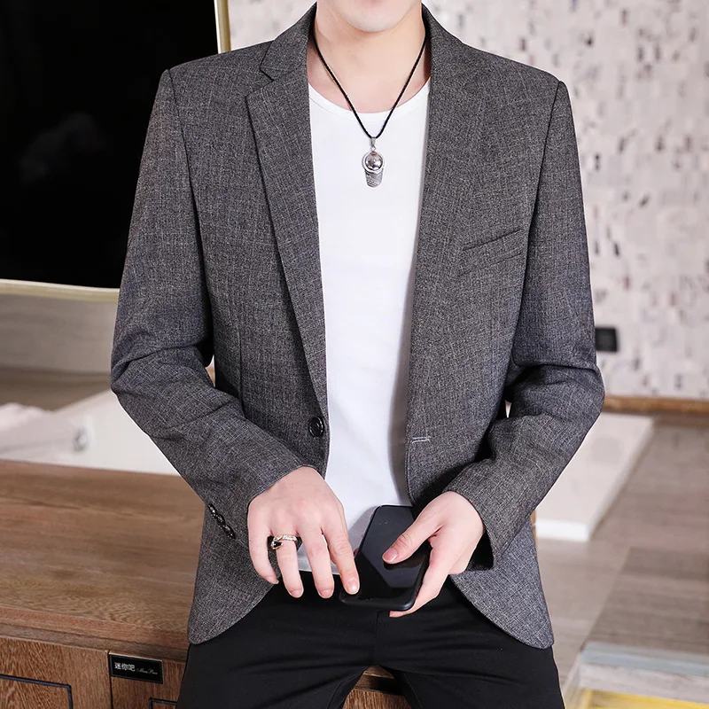 

2021 Spring Autumn Men's Suits & Blazers Jacket New Coat Korean Slim Fit Business Casual Suit Single Button Wear Tops Clothing