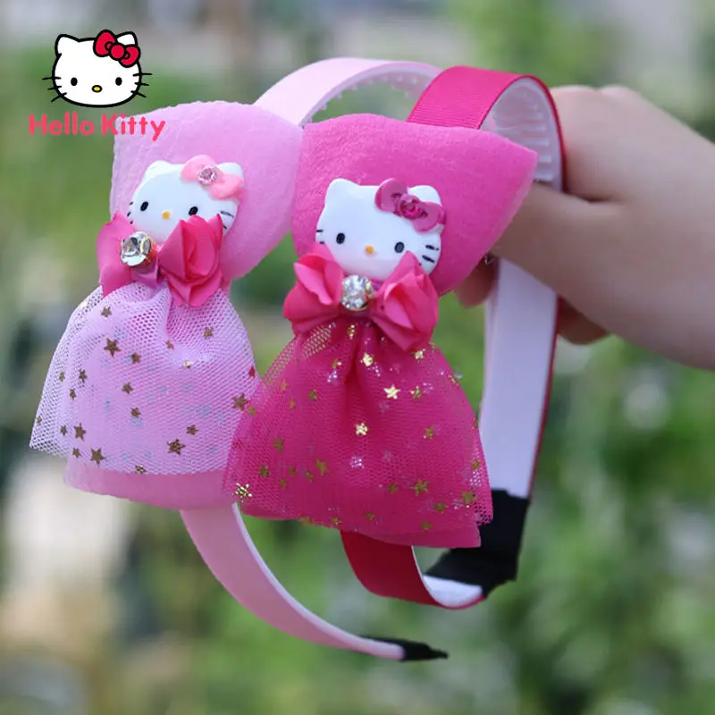 

Hello Kitty Little Girl Cute Cartoon Hair Band with Tooth Bow Headband Princess Hairpin Student Non-slip Hairpin