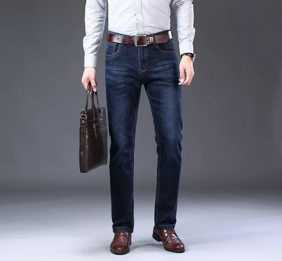 Xuan sheng straight men's jeans stretch blue black casual streetwear thick men's pants original business comfortable jeans