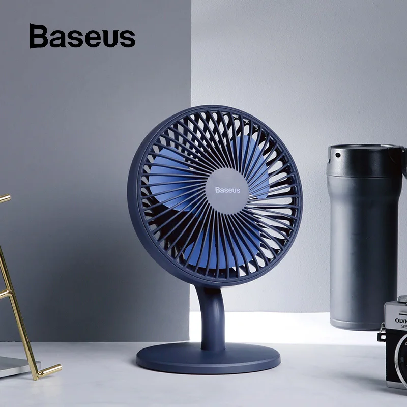 Baseus портативный вентилятор мини USB Перезаряжаемый вентилятор охлаждения Настольный охладитель домашний офисный Настольный вытяжной вентилятор маленький четыре скорости циркуляции батарейках карманный веер