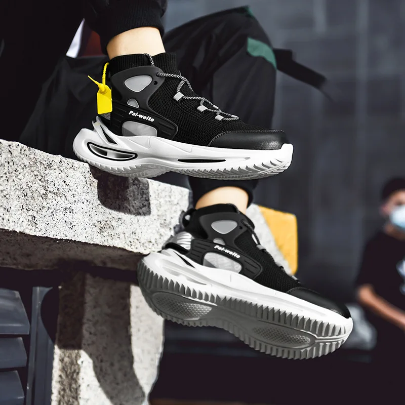 2021 new summer Socks Sneakers Men Knit Upper Breathable Sport Shoes Sock Boots Man Shoes High Top Running Shoes for Men