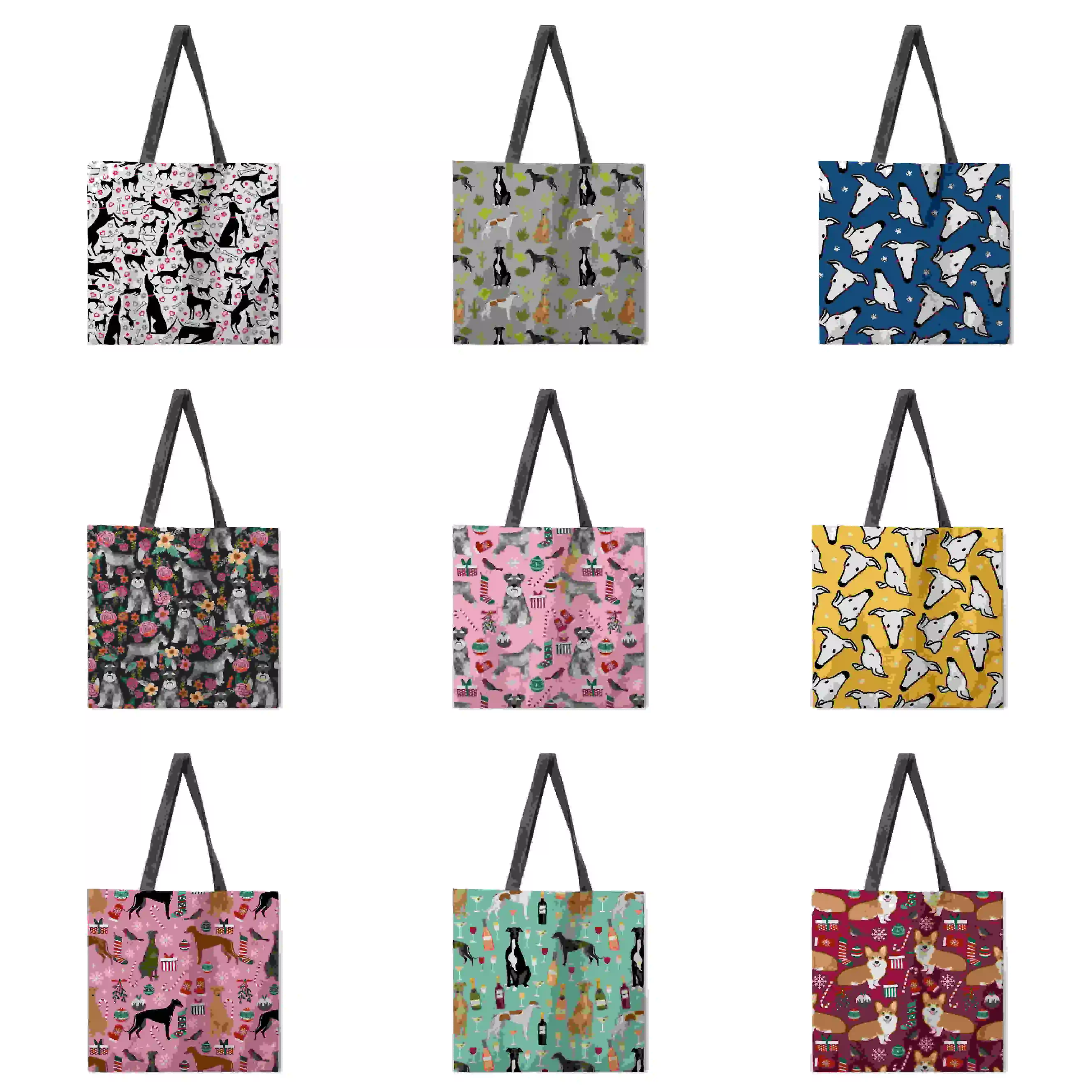 

Ladies leisure tote bag flower and dog print tote bag love bird lady shoulder bag outdoor beach bag foldable shopping bag