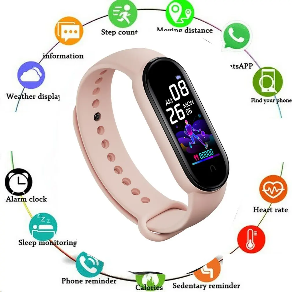 

M5 Band Color Screen M5 Smart Watch Sport Fitness Sleep Heart Rate Pressure Monitor Waterproof Bluetooth Smart Tracker