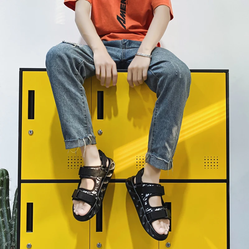 

2021 Trendy Men Designer Sandals Leopard Printed Fashion Men Sandals Platform Sandal Man Outdoor Slippers sandalias plataforma