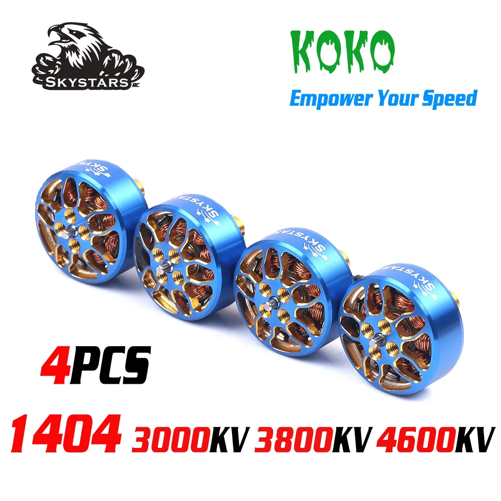 SKYSTARS-Motor de carreras sin escobillas KOKO 1404, 3000KV, 6S, 3800KV, 4S, para carreras FPV de largo alcance, 2,5 pulgadas-4 pulgadas, piezas de bricolaje