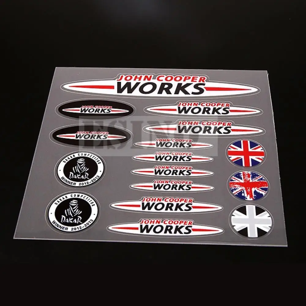 

100 x New Style Car Window Rearview Mirror Door Handle Car Body Stickers Decoration Decal Set for Mini JCW John Cooper Works