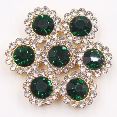 emerald Кристалл AB Подсолнух Стекло Стразы с коготь пришить Кристалл СТРАЗА под камень алмаз металлическая основа Пряжка для одежды 20шт - Цвет: emerald