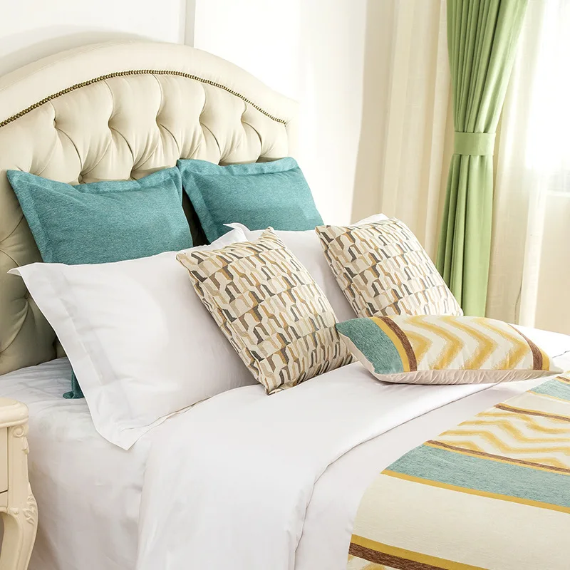 Модный чехол для подушки с имитацией конопли жаккардовый полиэстеровый плед