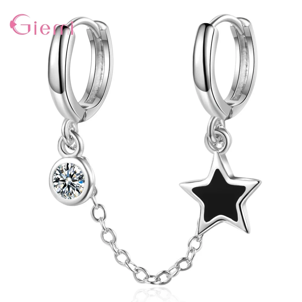 

Хит продаж, модные стильные серьги-кольца в стиле ретро из стерлингового серебра 925 пробы со звездами для девочек, студенческие красивые укр...