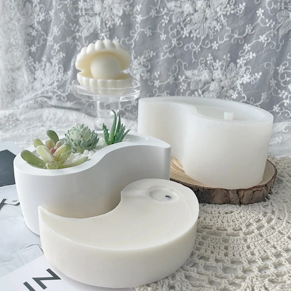 

Yin Yang Concrete Flowerpot Molds Succulent Plants Silicone Molds Gossip Model Concrete Composite Flowerpot DIY Art Crafts