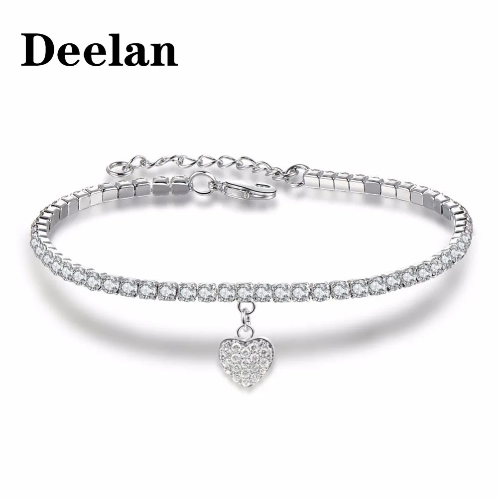 Женский браслет с подвеской DEELAN Серебристый кристаллом циркония | Украшения и