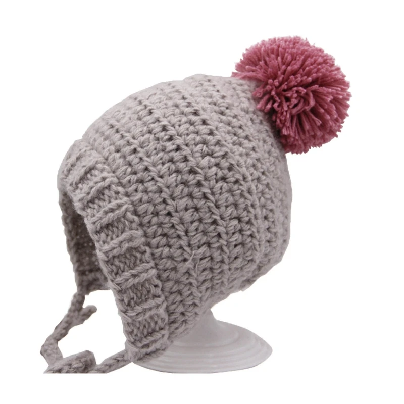 Мягкая трикотажная шерстяная детская шапочка-бини с помпоном - купить по