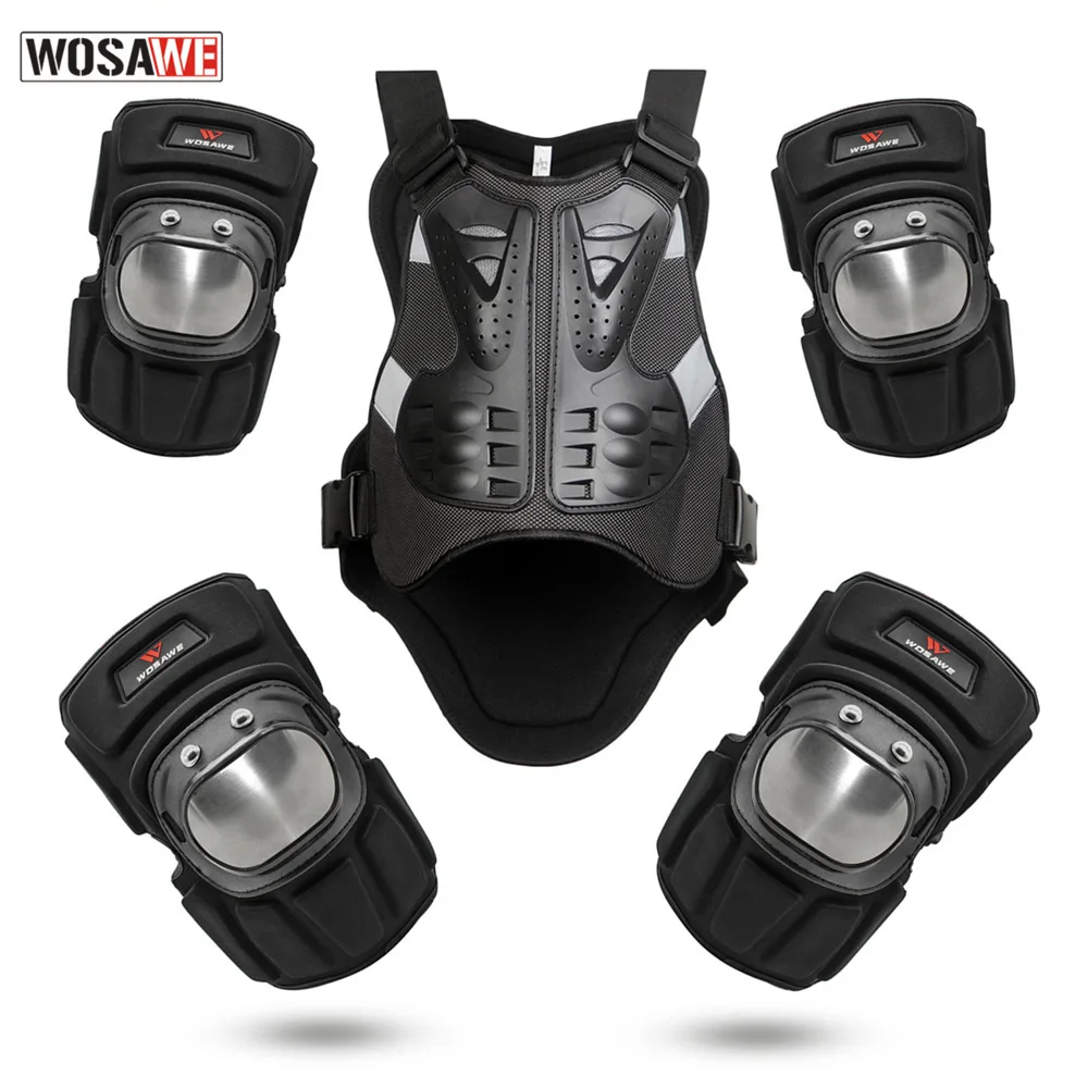 WOSAWE 5Pcs/Set Motocycles Armor Jackets Men Sleeveless Moto Windbreaker Back Support Protector Hockey Protection Vest Ski Suit