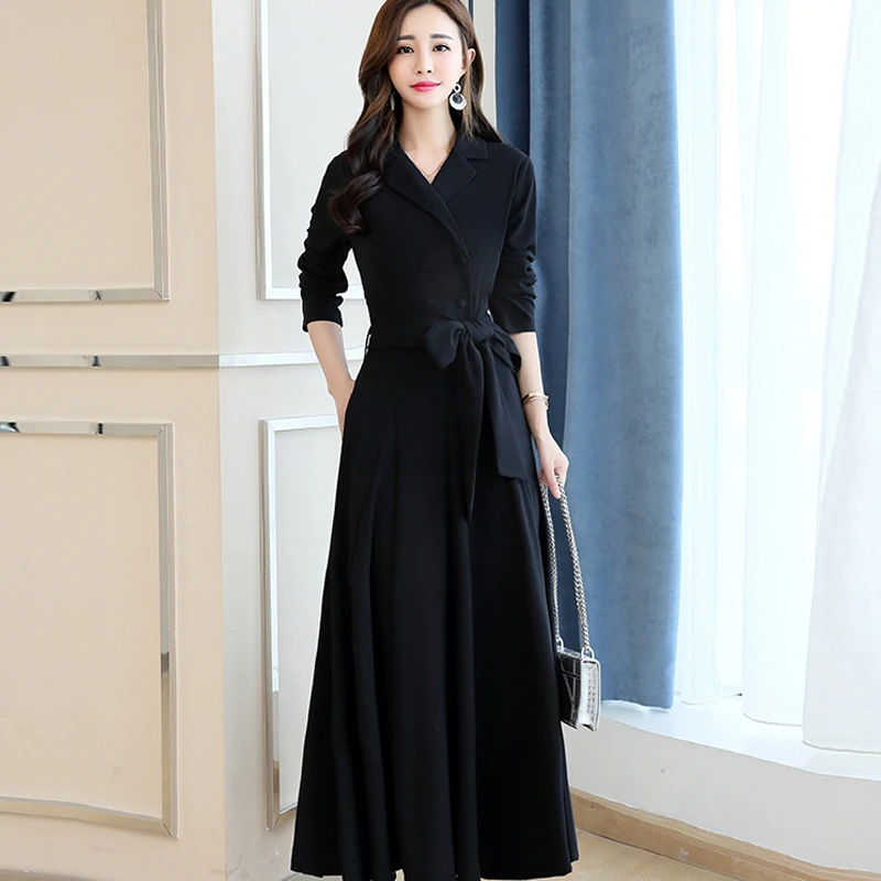 

JCHB 2021 High Quality Long Dress Woman Korean Elegant Dress Female Spring Autumn Dresses for Women Slim Vestido De Mujer Pph30
