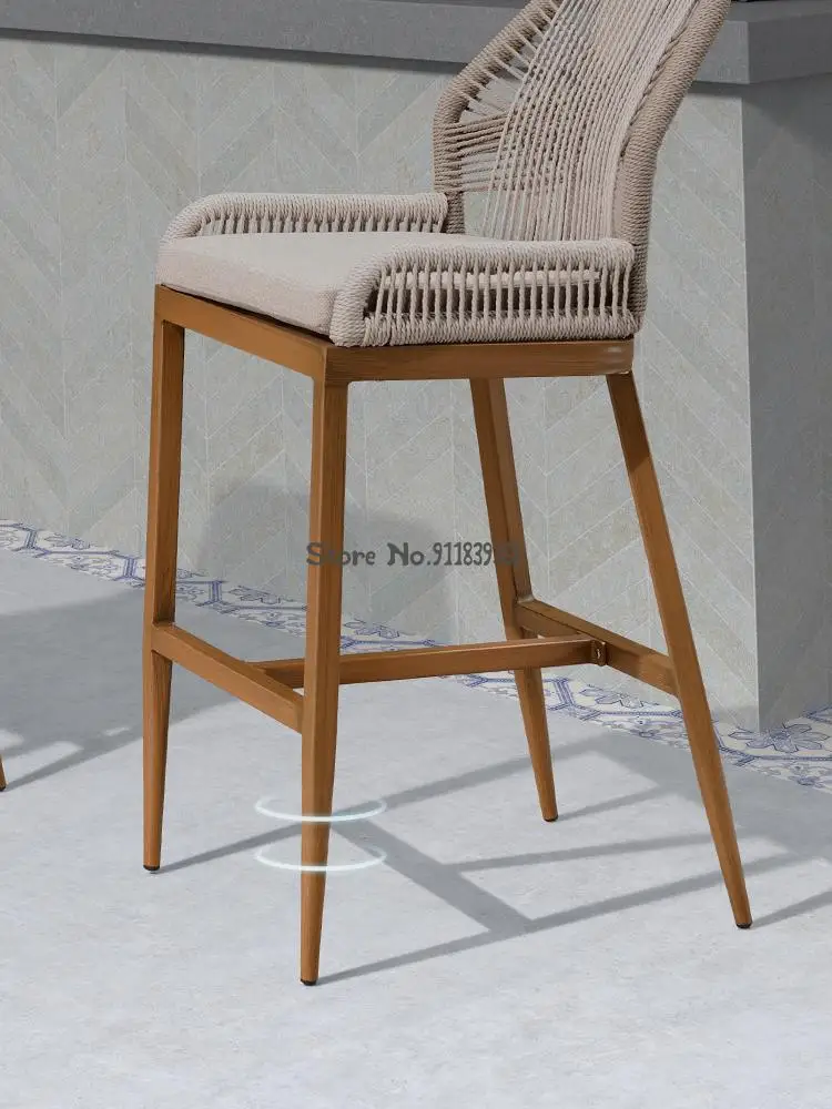 Барный стол и стул для улицы простой плетеный шнур дизайнерское уличное кресло